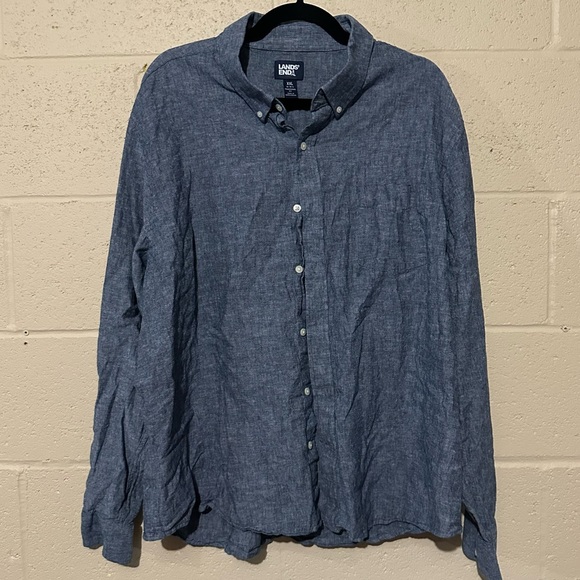 Lands' End Other - Lands End‎ dark wash men’s button down shirt XXL dress big and tall